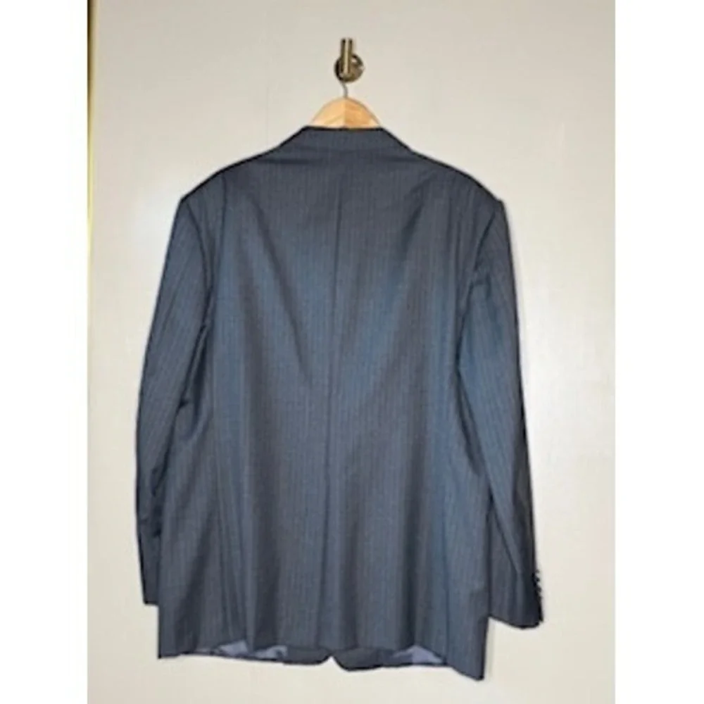 Hickey Freeman Wool Pinstripe Blazer‎ Mens 46R Gray Made in USA